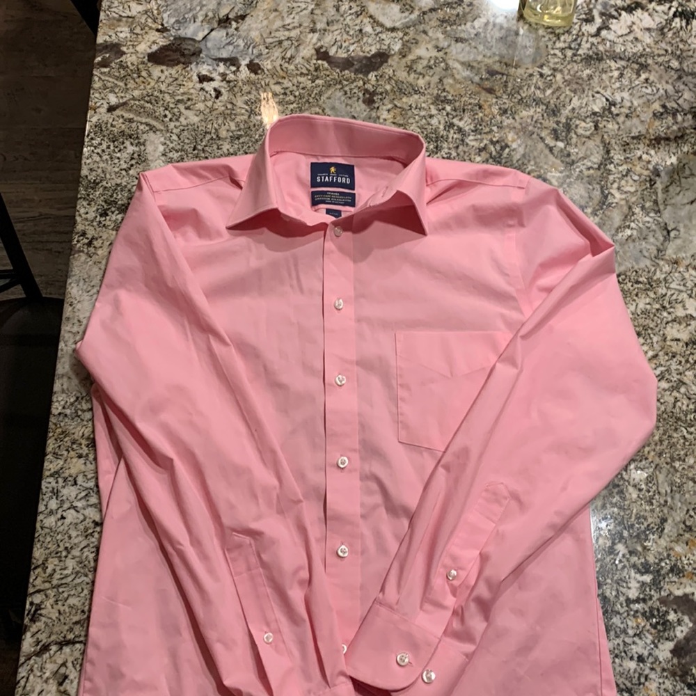 Pink dress shirt-fits like a Boys X large- size 14 1/2 and 32-33